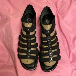 Bella Vita Leather Stretch Strappy Wedge Sandals - 10W